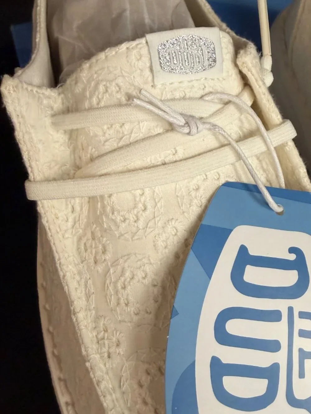 HEYDUDE Wendy Eyelet Lace White Slip-On Shoes Women’s Size 8 NWT